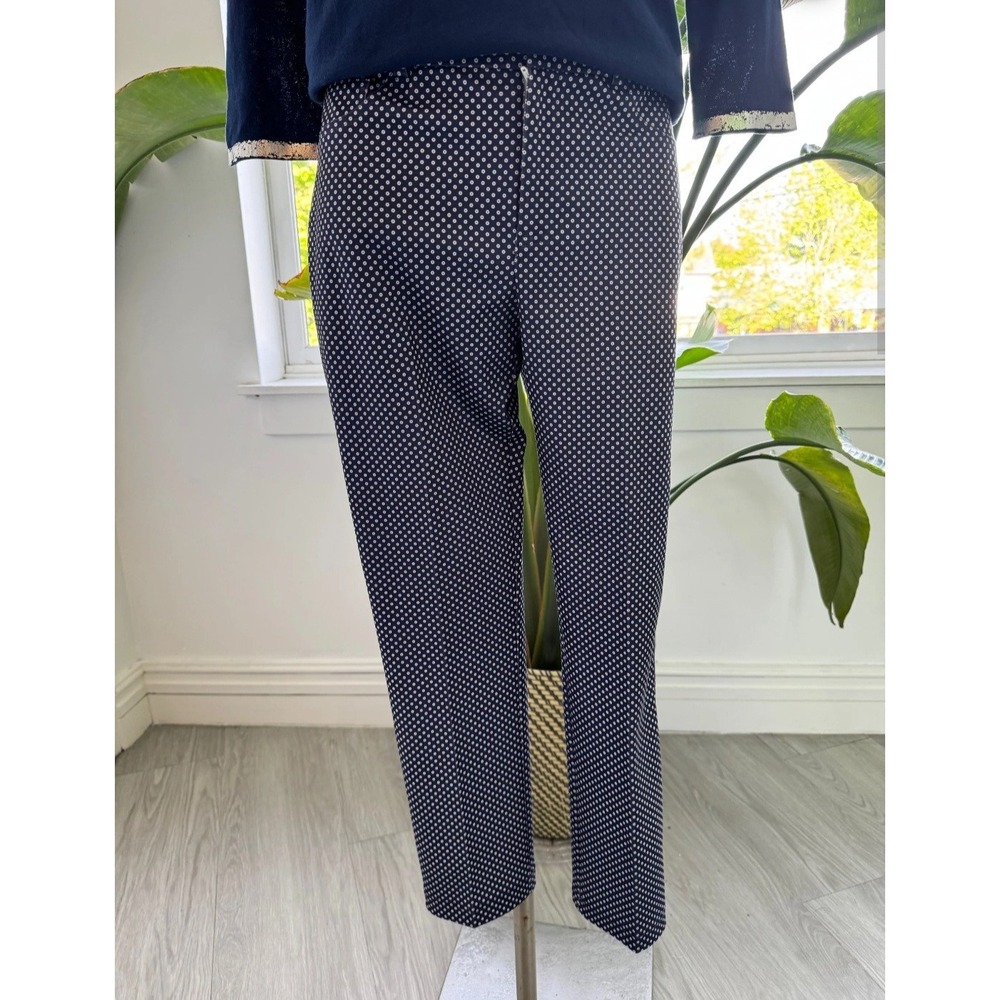 Peace of Cloth Womens Dress Pants S Blue White Polka Dot Straight Leg Button